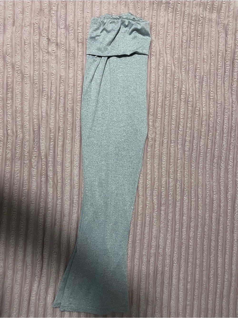 Fold-Over Waist Metallic Gray Maxi Skirt